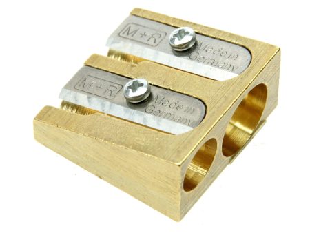 M+R Professional Solid Brass Wedge Doublen Hole Sharpener Hot on Sale