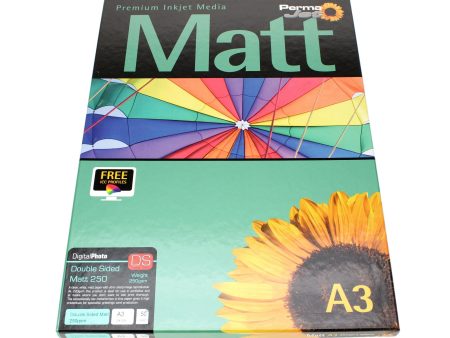 A3 PermaJet Digital Photo Paper Double-Sided Matt - 250gsm - 50pk Sale