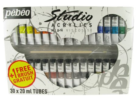 Pebeo Studio Acrylic Sets - 30 X 20ml Set + Brush Online Sale