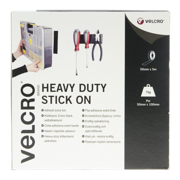 VELCRO Brand Heavy Duty Stick On Tape Hook & Loop 50mm x 5m White Online now