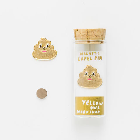 Yellow Owl Workshop Gold Poo Emoji Lapel Pin Cheap