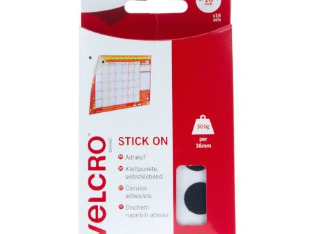 VELCRO Brand Stick On Coins Hook & Loop 16mm x 16 Sets Black Fashion