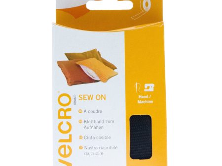 VELCRO Brand Sew On Tape Hook & Loop 20mm x 1m Black Online now