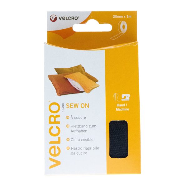 VELCRO Brand Sew On Tape Hook & Loop 20mm x 1m Black Online now