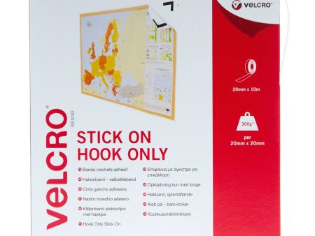 VELCRO Brand Stick On Tape Hook Only 20mm x 10m White Online Hot Sale