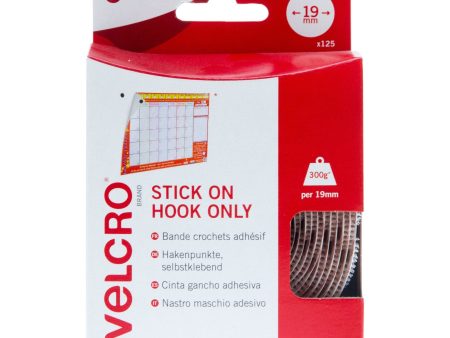 VELCRO Brand Stick On Coins Hook Only 19mm x 125 White Online now