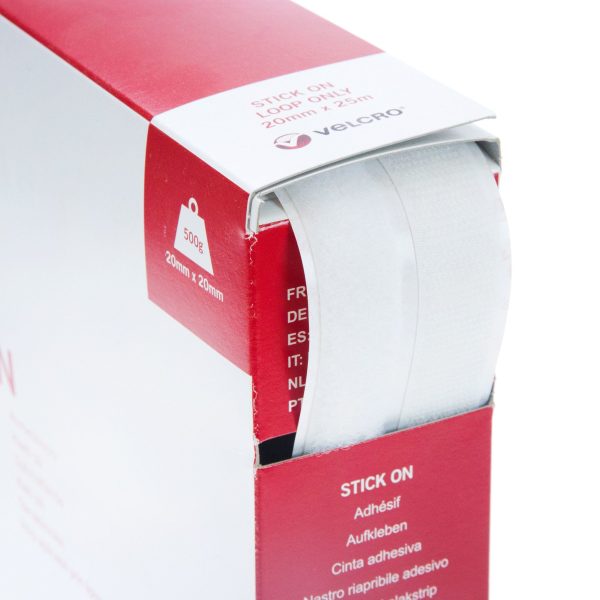 VELCRO Brand Stick On Tape Hook & Loop 20mm x 25m White Cheap