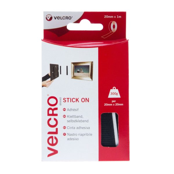 VELCRO Brand Stick On Tape Hook & Loop 20mm x1m Black For Sale