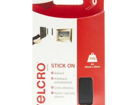 VELCRO Brand Stick On Tape Hook & Loop 20mm x 50cm Black Fashion