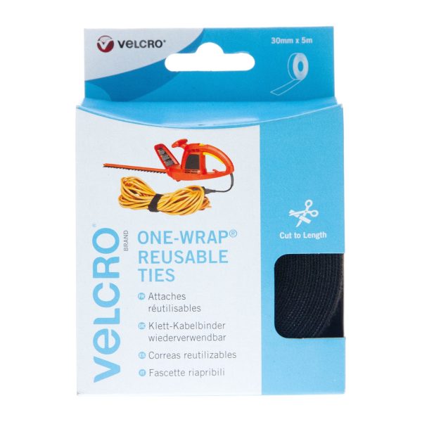 VELCRO Brand Cable Manager Tape Back to Back Hook & Loop 30mm x 5m Black Supply