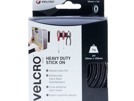 VELCRO Brand Heavy Duty Stick On Tape Hook & Loop 50mm x 1m Black Online now