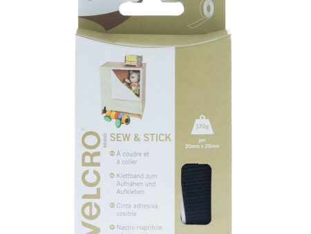 VELCRO Brand Sew & Stick Tape Hook & Loop 20mm x 1m Black For Cheap