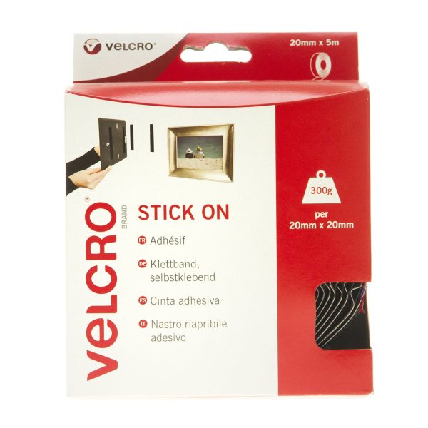 VELCRO Brand Stick On Tape Hook & Loop 20mm x 5m Black Online Hot Sale