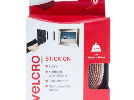 VELCRO Brand Stick On Tape Hook & Loop 20mm x 2.5m White Fashion