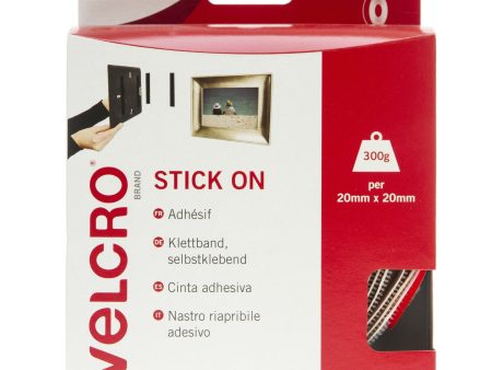 VELCRO Brand Stick On Tape Hook & Loop 20mm x 5m White Supply