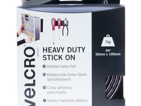 VELCRO Brand Heavy Duty Stick On Tape Hook & Loop 50mm x 2.5m Black Fashion