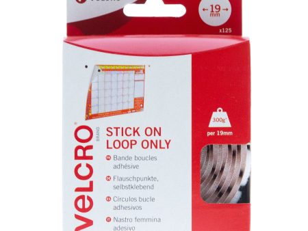 VELCRO Brand Stick On Coins Loop Only 19mm x 125 White on Sale