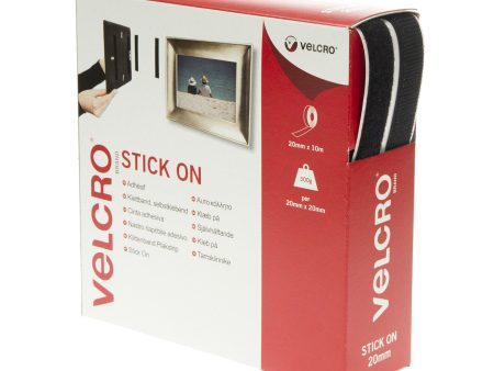 VELCRO Brand Stick On Tape Hook & Loop 20mm x 10m Black Supply