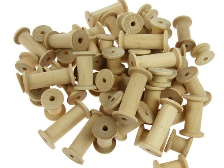 Assorted Wooden Spools, Natural - 60 Pack Online Sale