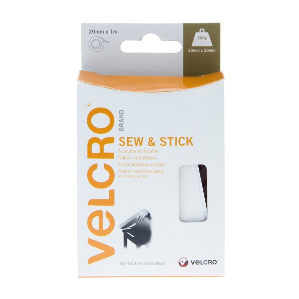 VELCRO Brand Sew & Stick Tape Hook & Loop 20mm x 1m White Online Sale