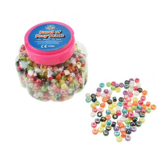 Barrel Of Pony Beads Assorted Colours 250g Online Hot Sale