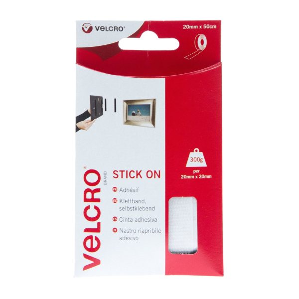 VELCRO Brand Stick On Tape Hook & Loop 20mm x 50cm White Hot on Sale