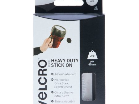 VELCRO Brand Heavy Duty Stick On Coins Hook & Loop 45mm x 6 Sets White on Sale