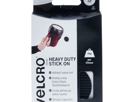 VELCRO Brand Heavy Duty Stick On Coins Hook & Loop 45mm x 6 Sets Black For Discount