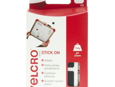 VELCRO Brand Stick On Squares Hook & Loop 25mm x 24 Sets Black Online Hot Sale