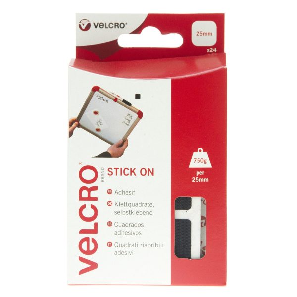 VELCRO Brand Stick On Squares Hook & Loop 25mm x 24 Sets Black Online Hot Sale