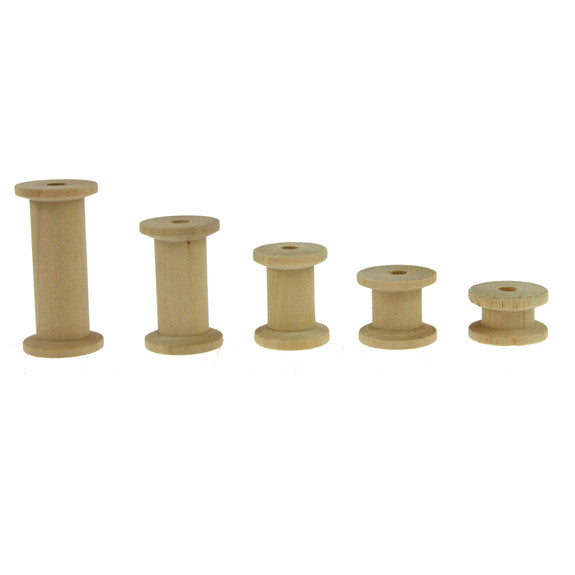 Assorted Wooden Spools, Natural - 60 Pack Online Sale