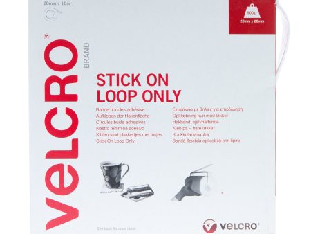 VELCRO Brand Stick On Tape Loop Only 20mm x 10m White Supply