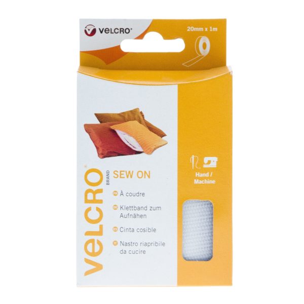 VELCRO Brand Sew On Tape Hook & Loop 20mm x 1m White Discount