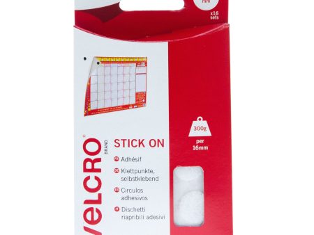 VELCRO Brand Stick On Coins Hook & Loop 16mm x 16 Sets White on Sale